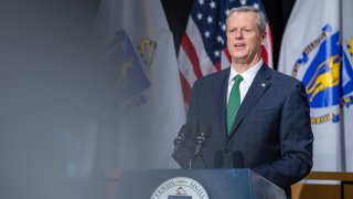 Gov. Charlie Baker speaks at a Massachusetts State House news conference