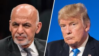 Combinación de fotografías del presidente de Afganistán, Ashraf Ghani, y el presidente Donald Trump.