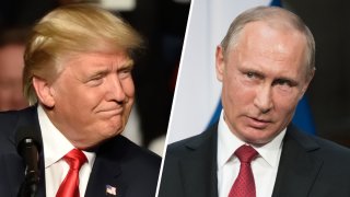 Combinación de fotografías del presidente estadounidense Donald Trump y su homólogo ruso, Vladimir Putin.
