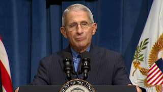 Dr. Anthony Fauci speaks pout against the coronavirus surge at press conference.