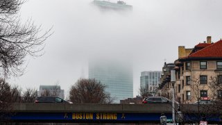 Boston's Back Bay in fog