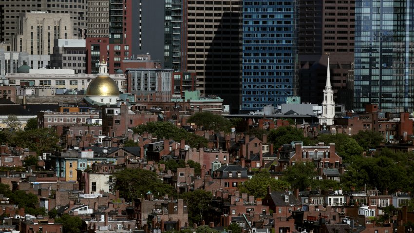 BOSTON, MA – MAY 31: View of part of the Boston skyline including Massachusetts State House and Beacon Hill in Boston from Cambridge, MA on May 31, 2018. (Photo by Craig F. Walker/The Boston Globe via Getty Images)