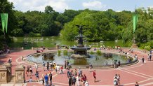 NEW YORK CITY, NEW YORK, UNITED STATES - 2016/06/30: People gather around the Bethesda Fountain in Central Park. (Photo by Stephen J. Boitano/LightRocket via Getty Images)