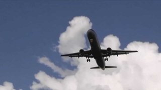 Plane over Logan Airport