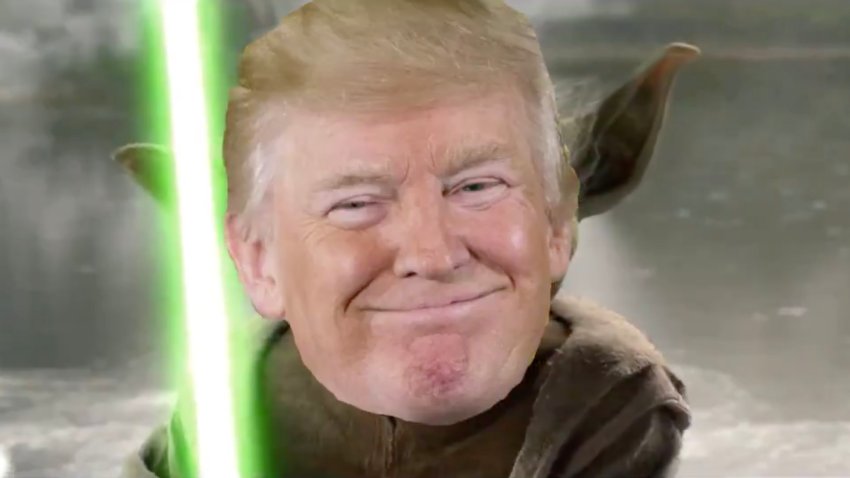 Trump se convierte en “Yoda” y decapita a CNN y MSNBC en video de campaña