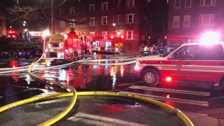firefighters at an apartment building in Hartford