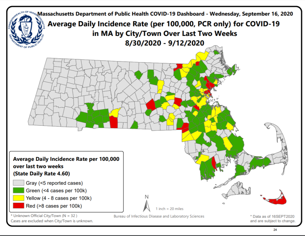 Mass. COVID hot spot map