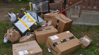 Packages from a stolen Amazon truck in Hartford