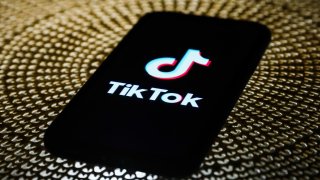 TikTok logo is seen displayed on a phone screen in this illustration photo taken on October 3, 2020.