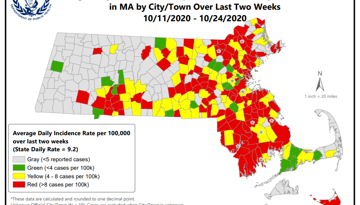 Nearly 1/3 of Massachusetts Communities in Red on COVID-19 Map – NBC Boston