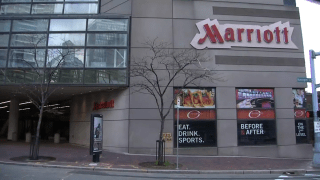 The facade of the Marriott Copley Place hotel