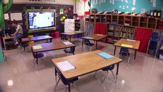 desks in a classroom