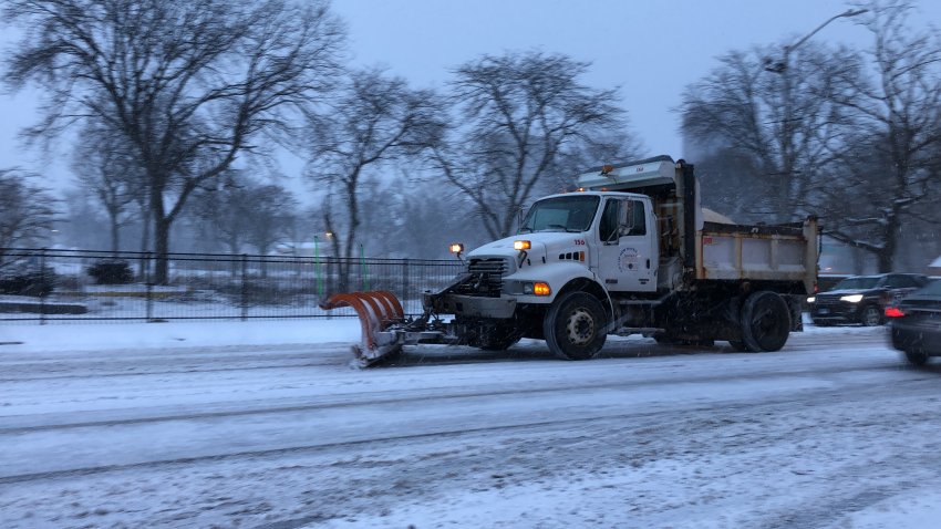 Snow plow in New Haven
