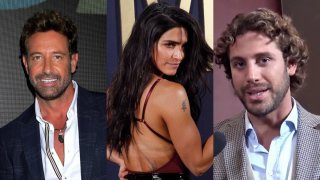 Combo de tres fotografías de la actriz Bárbara de Regil, Gabriel Soto y Lambda García