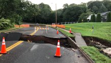 Ambassador Drive in Manchester_collapsed after Tropical Storm Henri