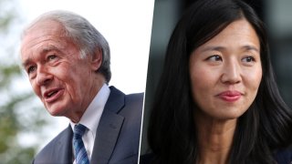 Sen. Ed Markey (left), Boston Mayoral Candidate Michelle Wu