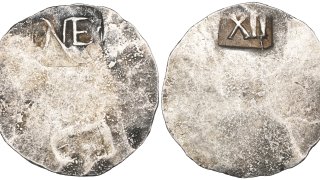 Pictures of front and back of rare coin made in colonial Boston