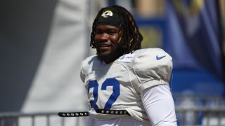 Former University of Central Florida Knights and Los Angeles Rams player Otis Anderson (32) during the Los Angeles Rams Training Camp on August 4, 2021, at UC Irvine in Irvine, CA.