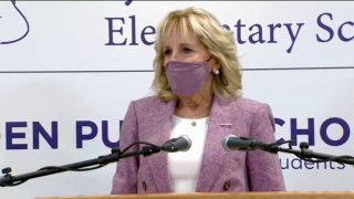 Jill Biden speaks to teachers in Connecticut