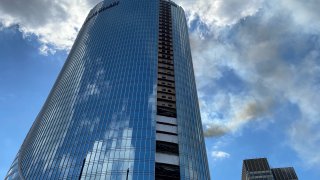 A high-rise fire burning in Boston on Friday, June 24, 2022.