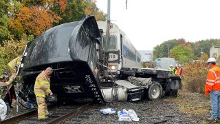 Crash on Railroad Hill Street in Waterbury Involving Metro North train and truck on October 17 2022