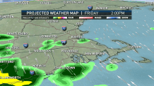 A graphic showing expected rainfall over the Boston area on Friday, Nov. 11, 2022.