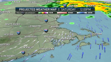 A graphic showing expected rainfall over the Boston area on Saturday, Nov. 12, 2022.