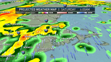 A graphic showing expected rainfall over the Boston area on Saturday, Nov. 12, 2022.