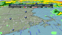 A graphic showing expected rainfall over the Boston area on Saturday, Nov. 12, 2022.