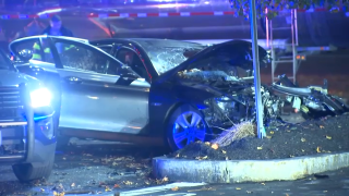 Serious damage left to a car involved in a crash