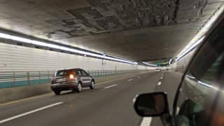 (081011, Boston, MA) Sections of the Big Dig Tunnel system on the I-90 east bound side just inside the tunnel between I-90 and the Ted Williams Tunnel. Wednesday, August 10, 2011. (Staff photo by Stuart Cahill)