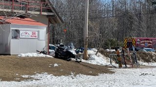 First responders at Wachusett Mountain on Monday, March 20, 2023. A skier died after hitting a tree on an advanced trail, the resort said.