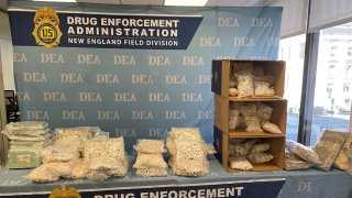 Photos of drugs and money seized in Waterbury.