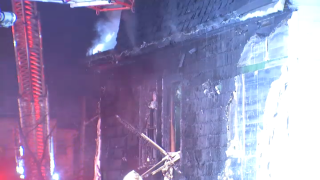 Picture shows fire damage to a home in Malden Massachusetts