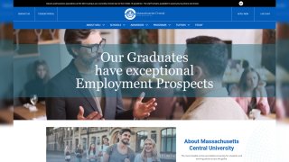 The homepage of Massachusetts Central University's website, as seen on Monday, April 24, 2023, as state regulators warned the public it was a scam.