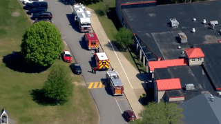 First responders at Howard Elementary School in West Bridgewater on Friday, May 12, 2023.