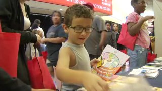 Child at back to school event in Hartford