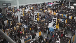Aerial view of crowds at Fan Expo 2023