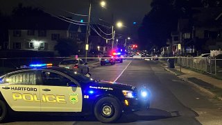 Police cruiser on Brook Street in Hartford