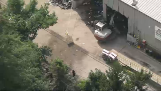 The scene of an industrial accident in Boxborough, Massachusetts, on Monday, Aug. 28, 2023.