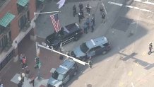 A large police presence outside the Bostonian hotel in downtown Boston Wednesday, Sept. 6, 2023.