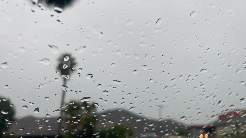 Rain droplets on windshield