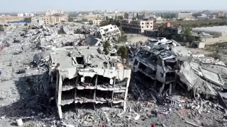 Drone image of Gaza Strip after Israeli missiles