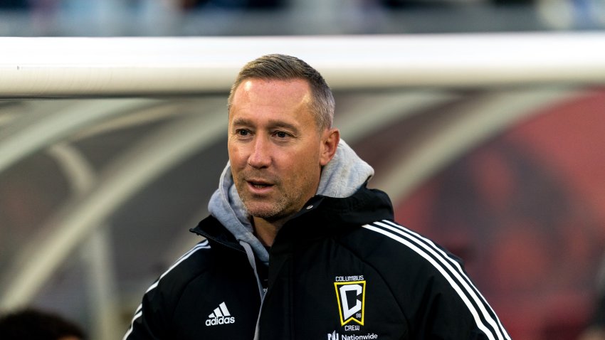 FOXBOROUGH, MA – MAY 7: Caleb Porter head coach of Columbus Crew during a game between Columbus Crew and New England Revolution at Gillette Stadium on May 7, 2022 in Foxborough, Massachusetts. (Photo by Andrew Katsampes/ISI Photos/Getty Images).