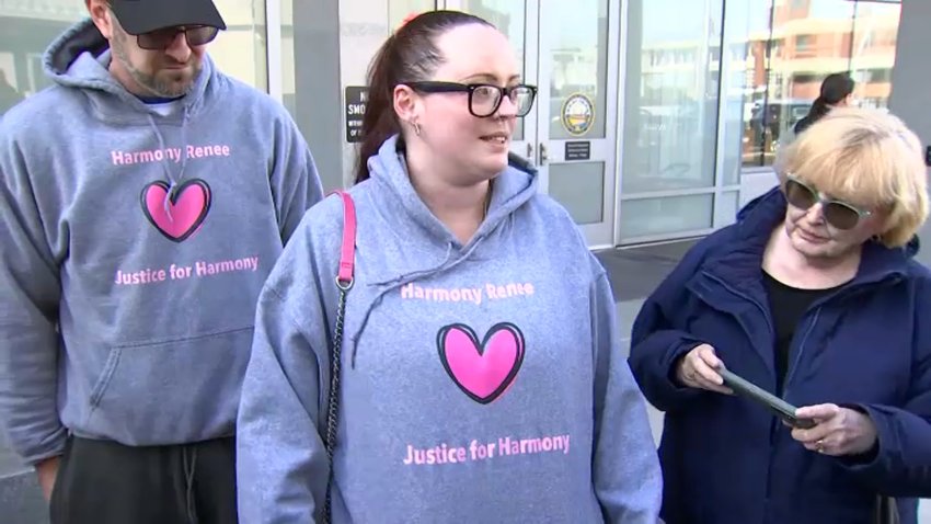 Crystal Sorey, the mother of Harmony Montgomery, speaks outside court after her daughter’s father was convicted of her murder.