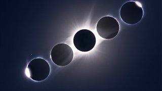 A composite of the August 21, 2017, total eclipse of the sun.
