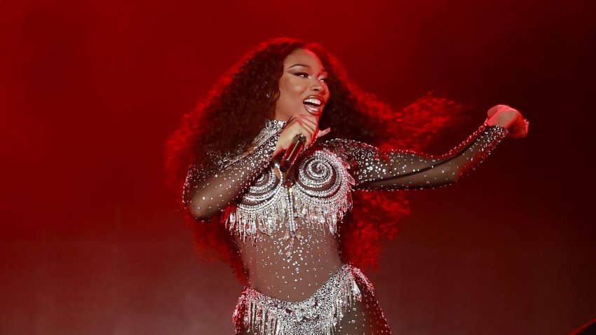 LOS ANGELES, CALIFORNIA – JUNE 09: Megan Thee Stallion performs onstage during the 2023 LA Pride in the Park Festival at Los Angeles Historical Park on June 09, 2023 in Los Angeles, California. (Photo by Emma McIntyre/Getty Images)