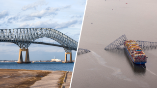 Antes y después del puente Francis Scott Key.