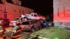 Impresionante: Camioneta choca contra casa y aterriza encima de unos autos en Brockton