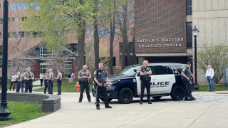 Police at UConn campus in Storrs on April 30 2024